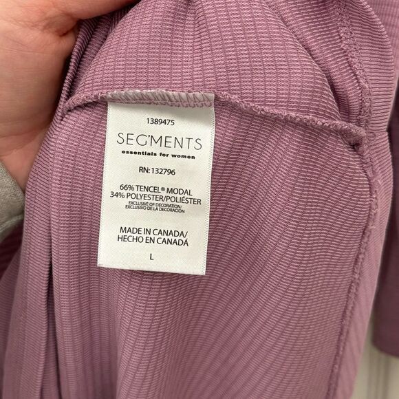 Seg’Ments Women’s Baselayer Size Large Purple Cropped Sleeve V Neck Hiking - Picture 4 of 4